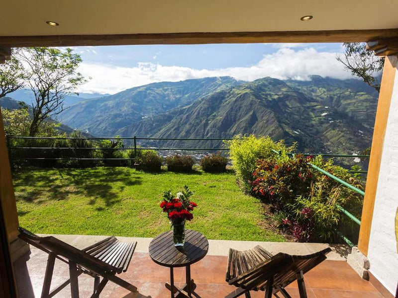 Luna Volcan balcony view Banos Ecuador
