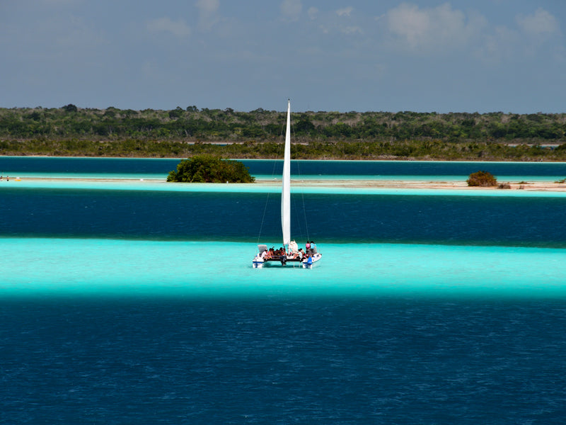 Mexico Bacalar catamaran watercolor