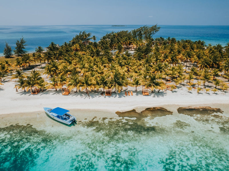 Belize Belmopan Sleeping Giant Rhythm Reef Caye aerial