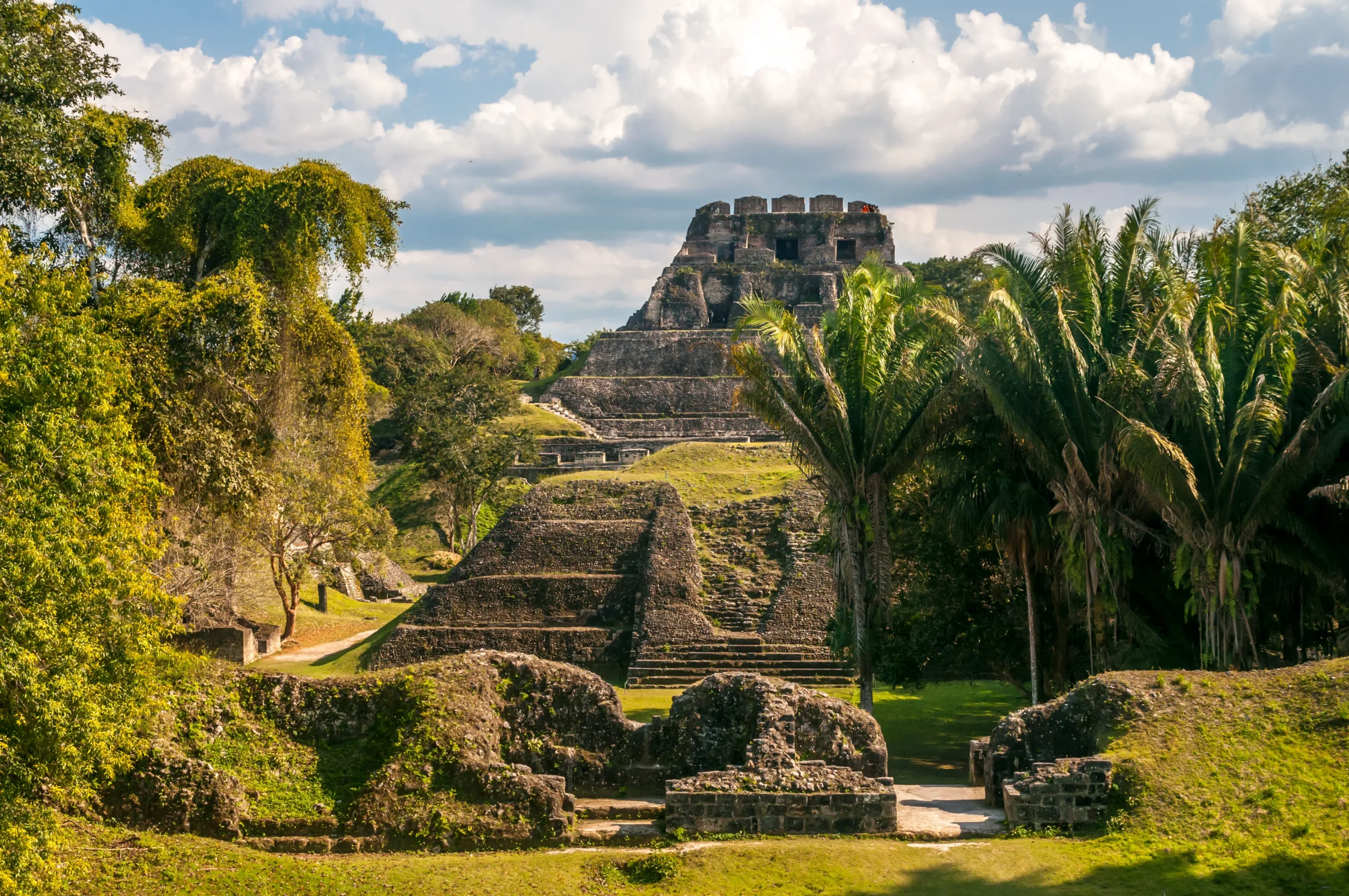 Belize golden Xunantunich Mayan ruins