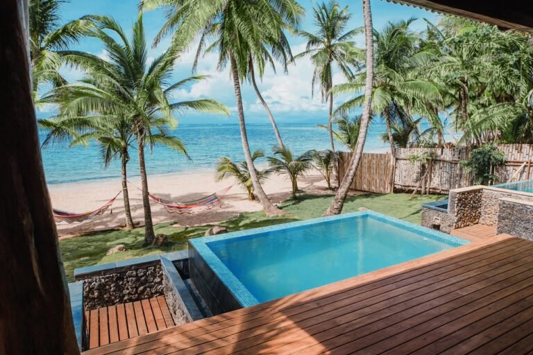Nicaragua Yemaya front Caribbean Island hotel on Little Corn Island with plunge pools