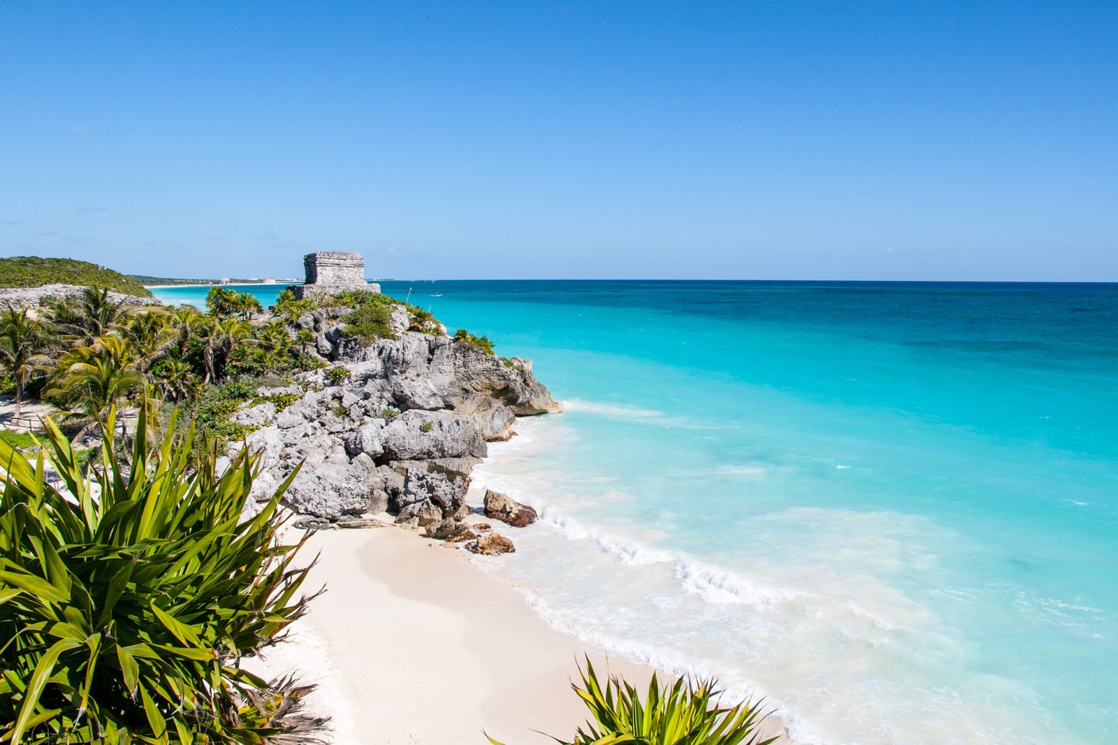 Tulum beach with Mayan ruins