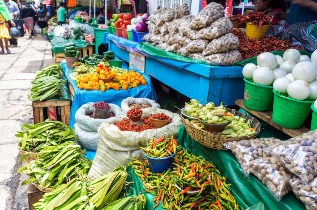 Plan a culinary journey through Mexico, vegetable market